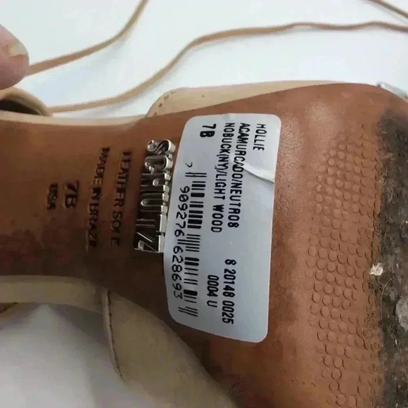 Schutz Hollye Roman Stack Heel Sandals Tan sz 7 B made in Brazil - Picture 8 of 9